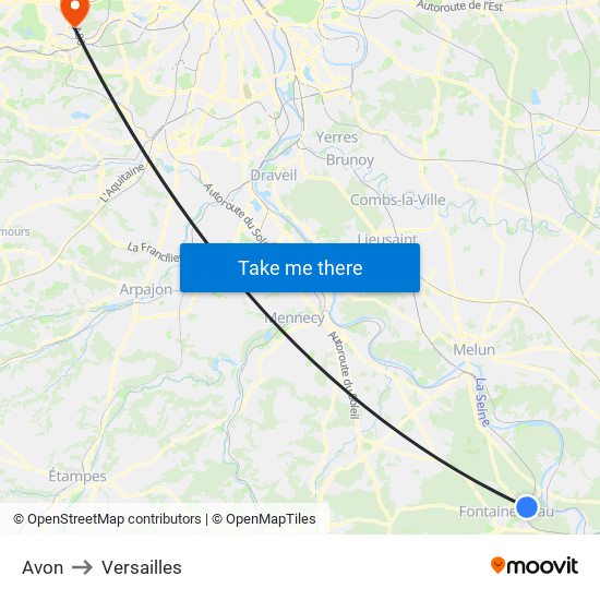 Avon to Versailles map
