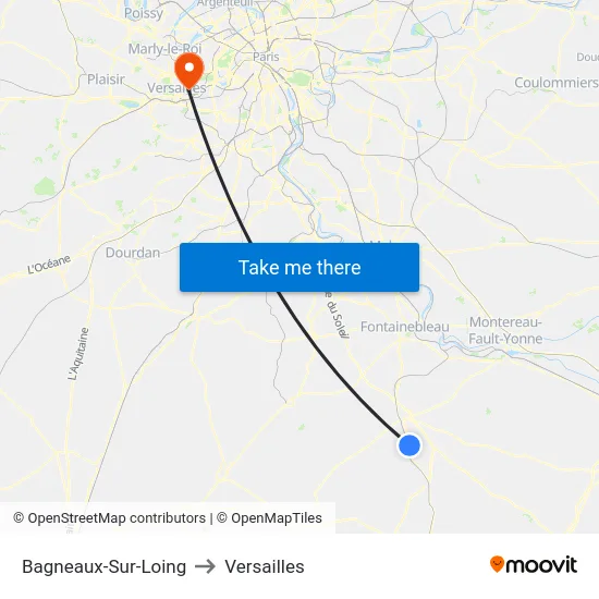 Bagneaux-Sur-Loing to Versailles map