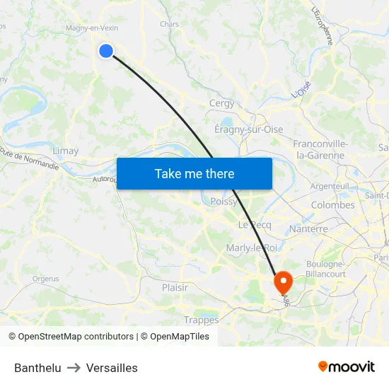 Banthelu to Versailles map