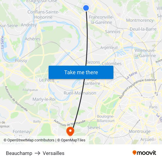 Beauchamp to Versailles map