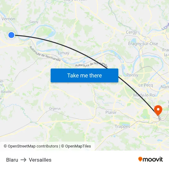 Blaru to Versailles map