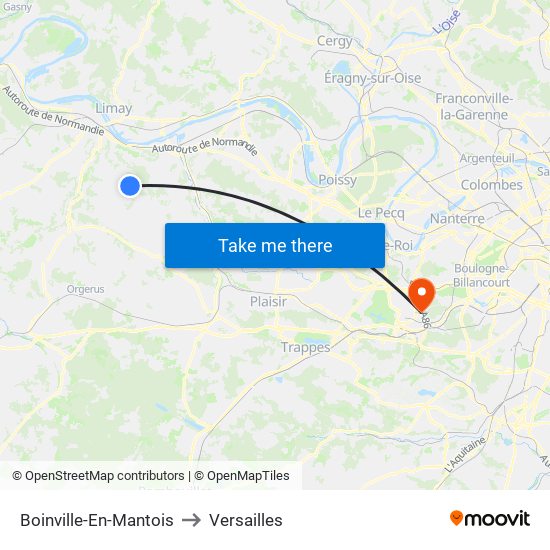 Boinville-En-Mantois to Versailles map