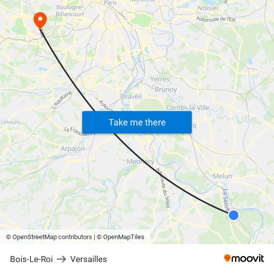 Bois-Le-Roi to Versailles map