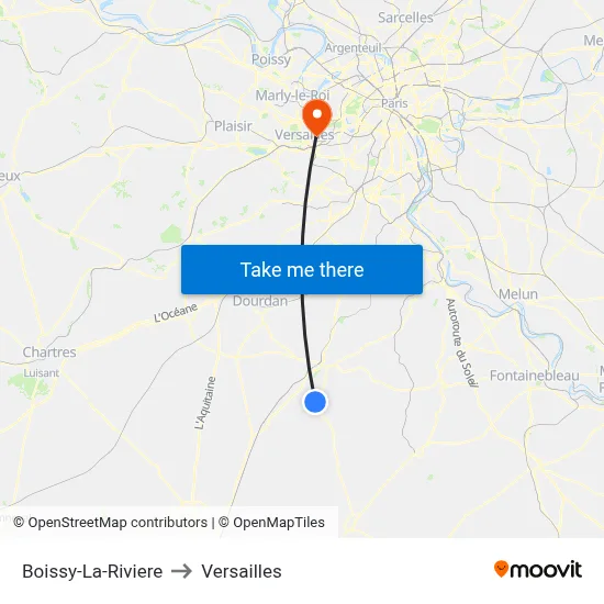Boissy-La-Riviere to Versailles map