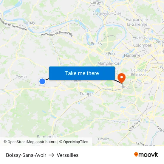 Boissy-Sans-Avoir to Versailles map
