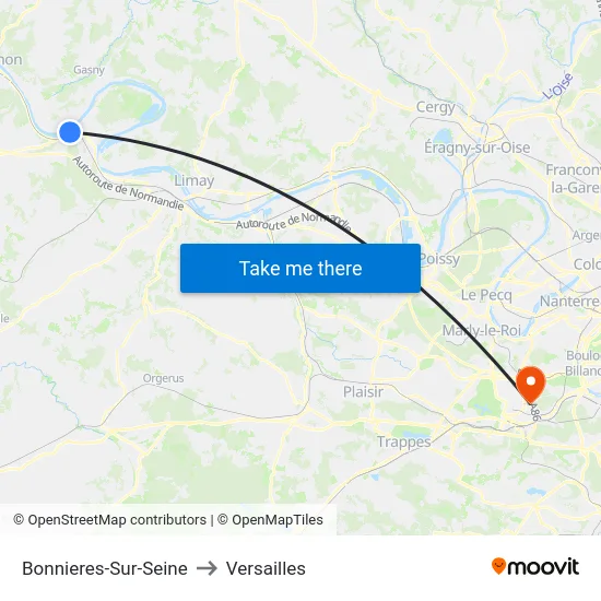 Bonnieres-Sur-Seine to Versailles map
