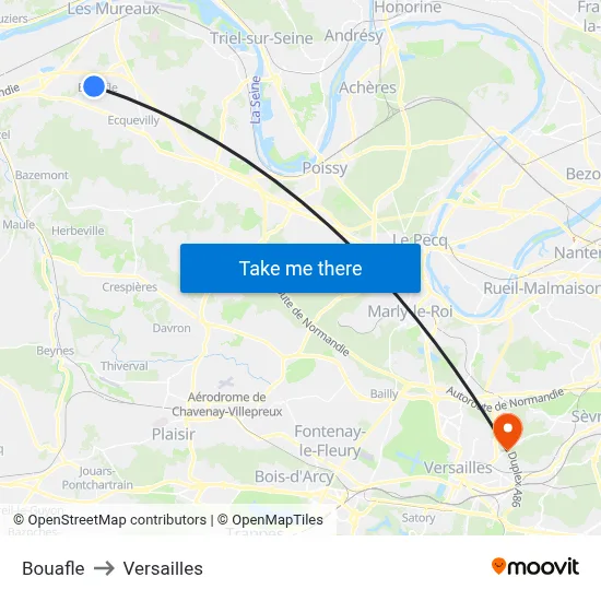 Bouafle to Versailles map