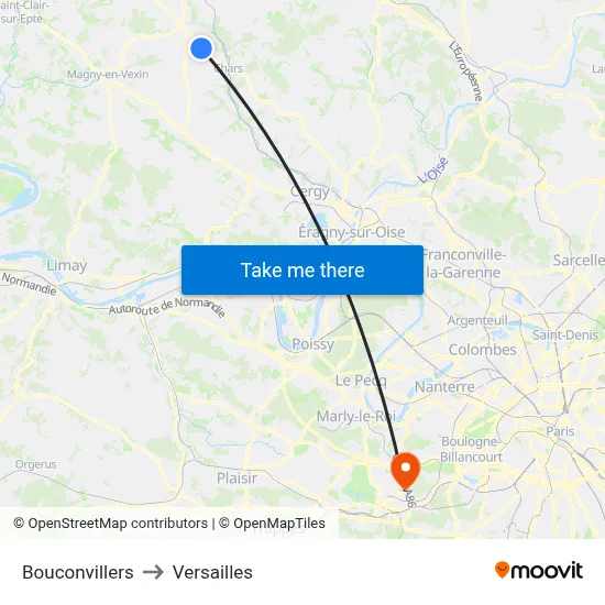 Bouconvillers to Versailles map