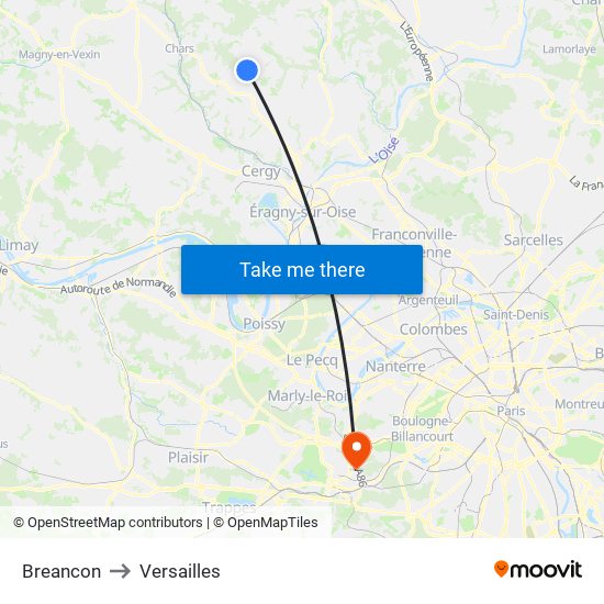 Breancon to Versailles map