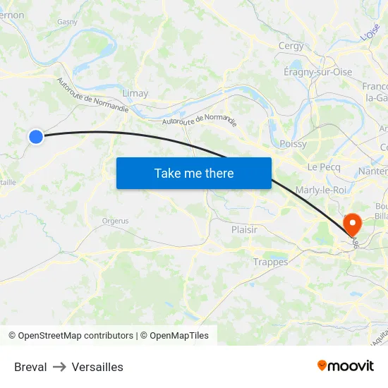 Breval to Versailles map