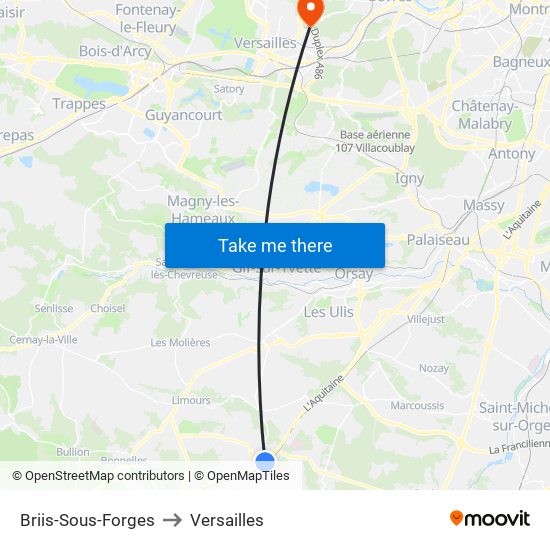 Briis-Sous-Forges to Versailles map