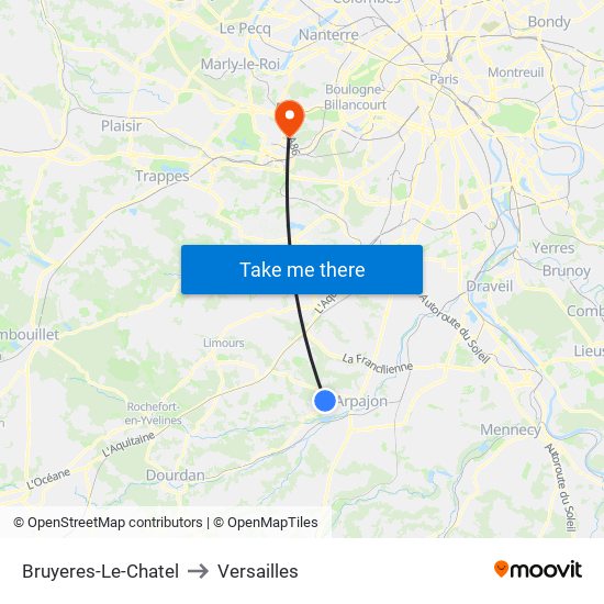 Bruyeres-Le-Chatel to Versailles map