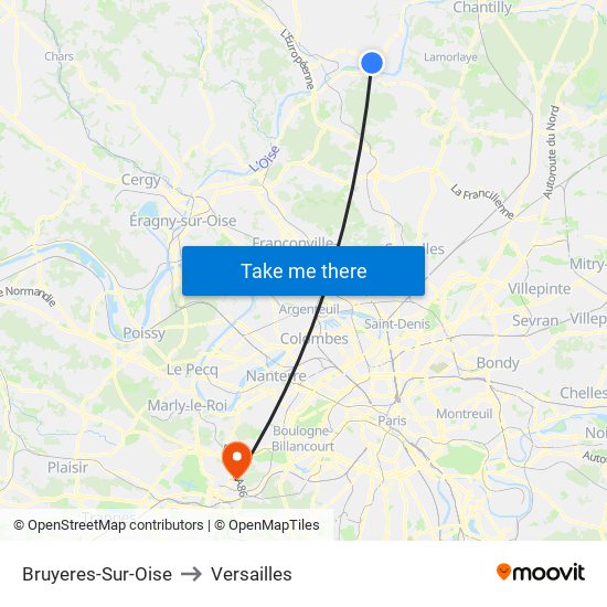 Bruyeres-Sur-Oise to Versailles map