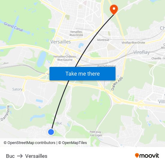 Buc to Versailles map