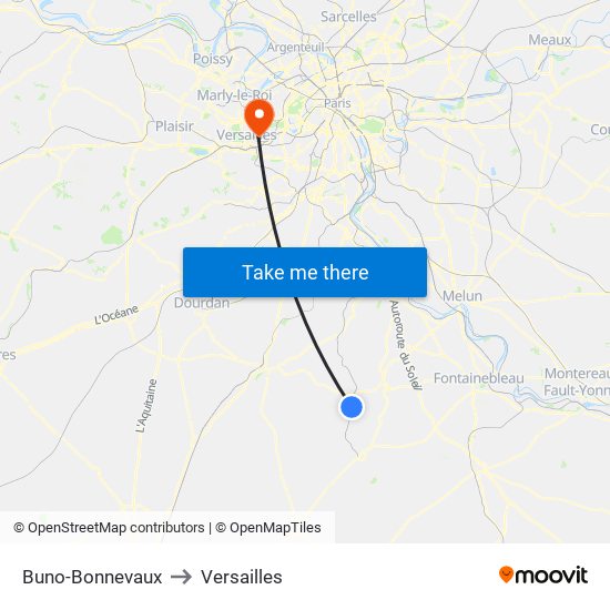 Buno-Bonnevaux to Versailles map