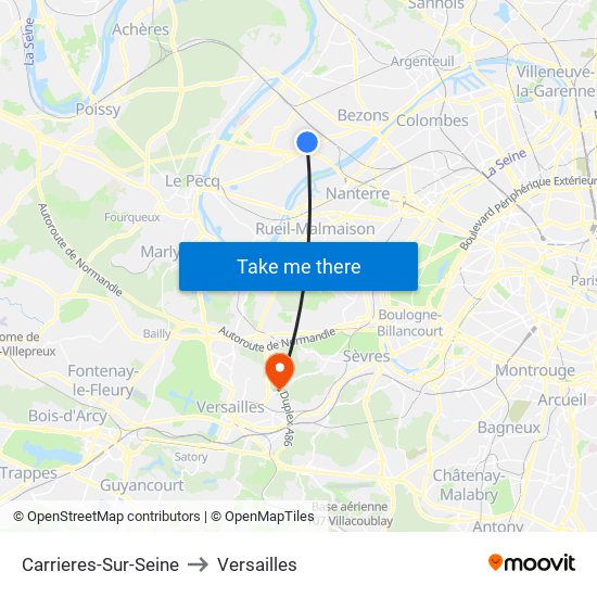 Carrieres-Sur-Seine to Versailles map
