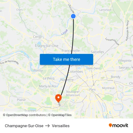 Champagne-Sur-Oise to Versailles map