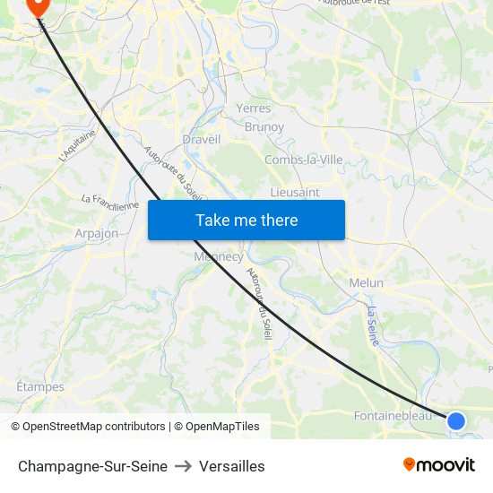 Champagne-Sur-Seine to Versailles map