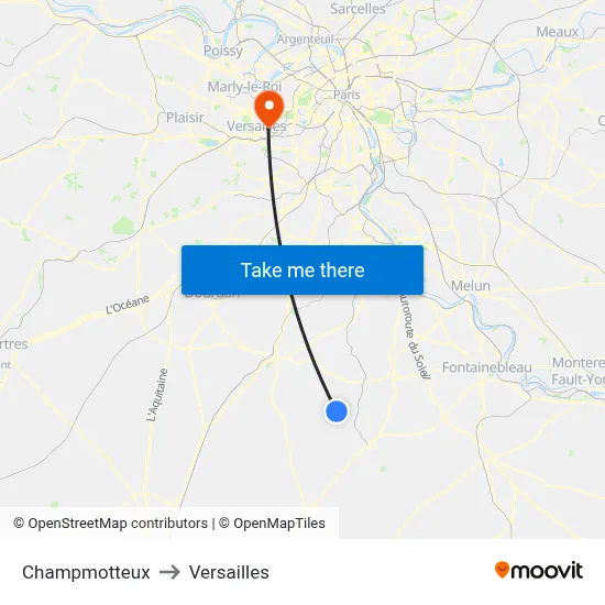 Champmotteux to Versailles map