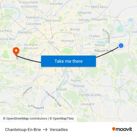 Chanteloup-En-Brie to Versailles map