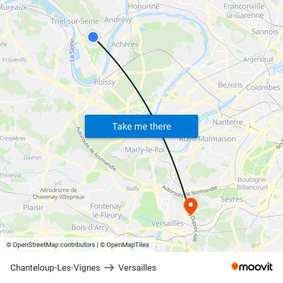 Chanteloup-Les-Vignes to Versailles map