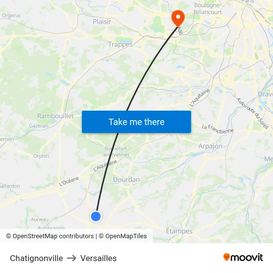 Chatignonville to Versailles map