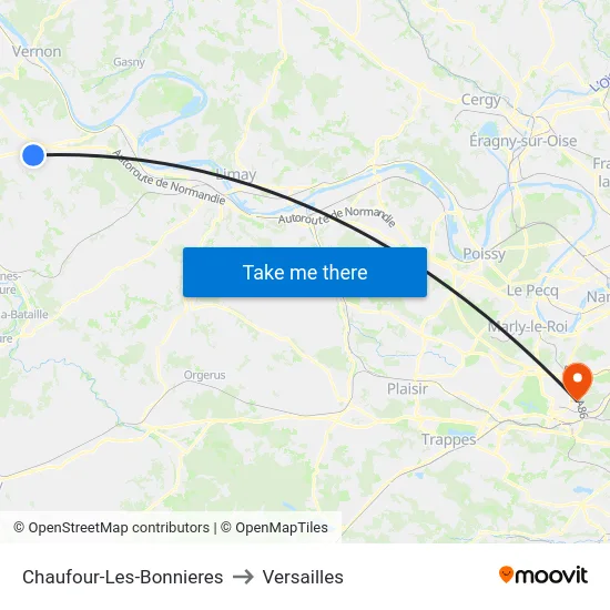 Chaufour-Les-Bonnieres to Versailles map