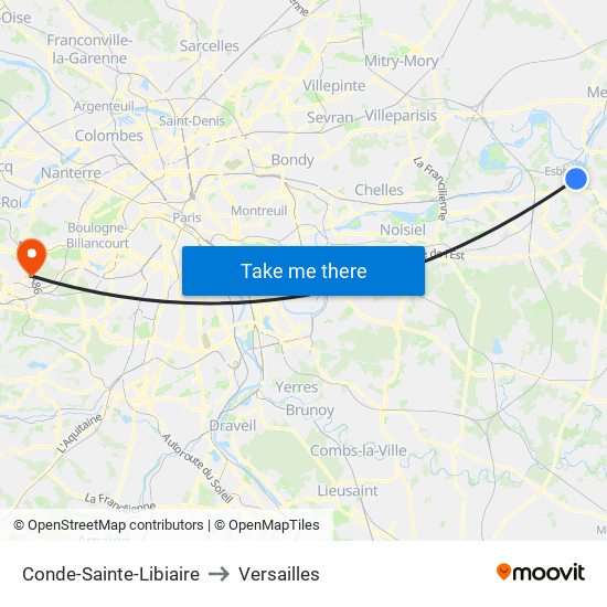 Conde-Sainte-Libiaire to Versailles map