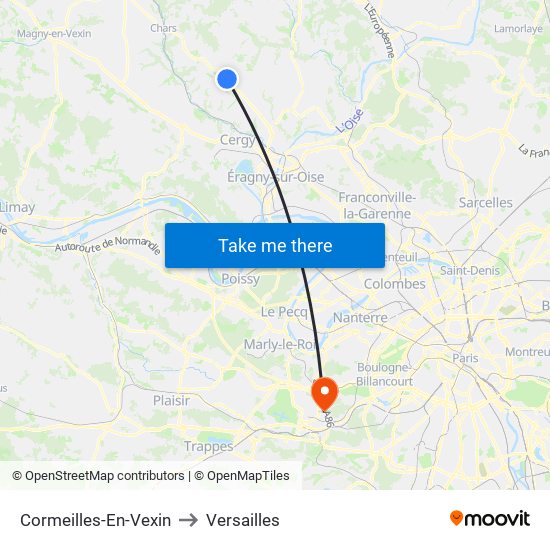 Cormeilles-En-Vexin to Versailles map