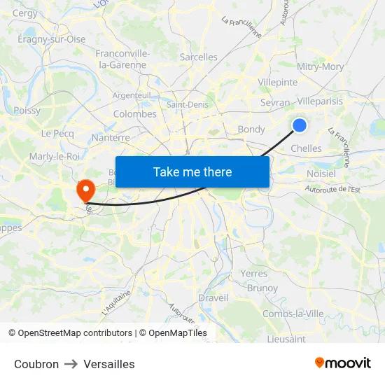 Coubron to Versailles map