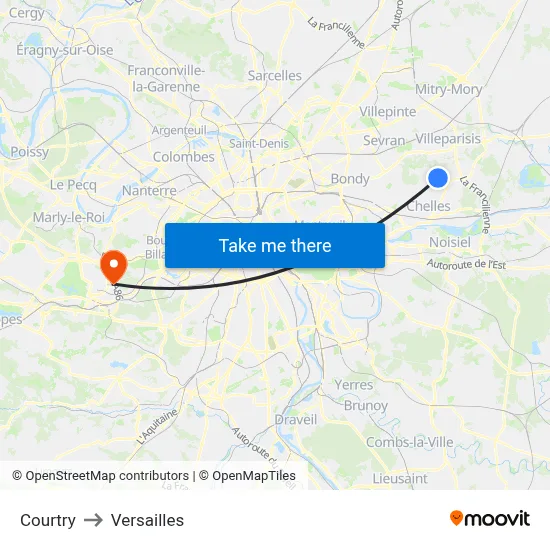 Courtry to Versailles map