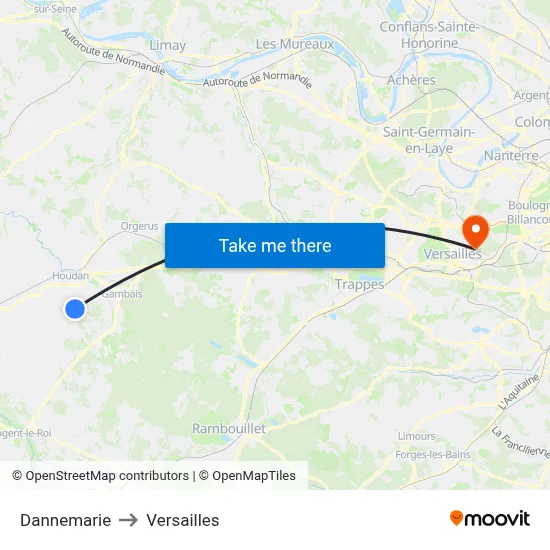 Dannemarie to Versailles map