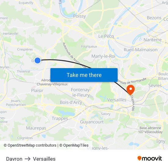 Davron to Versailles map
