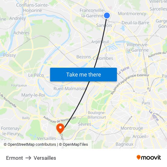 Ermont to Versailles map