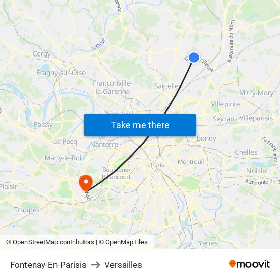 Fontenay-En-Parisis to Versailles map