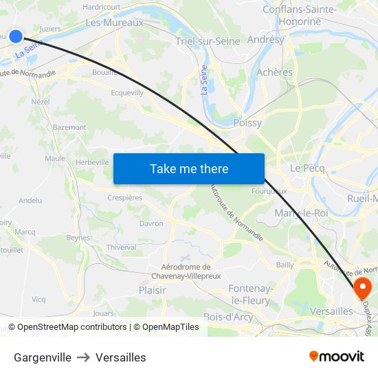 Gargenville to Versailles map