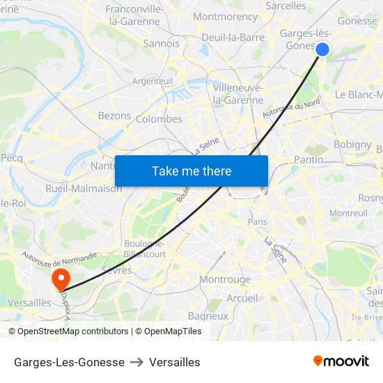 Garges-Les-Gonesse to Versailles map