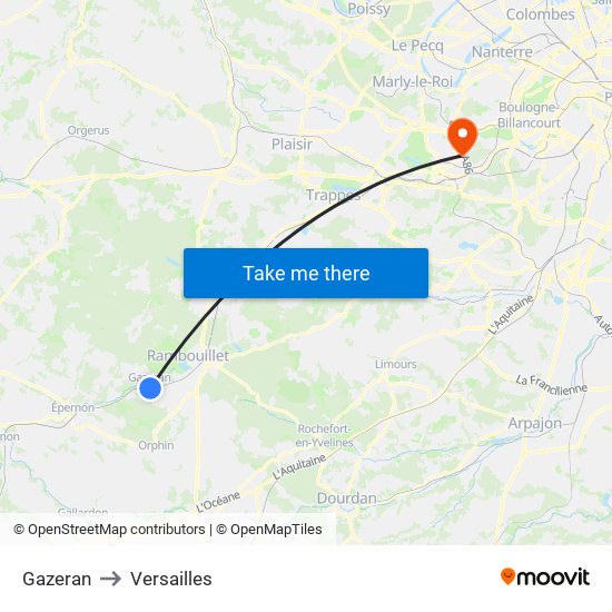 Gazeran to Versailles map