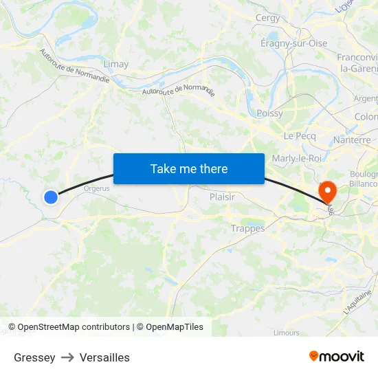 Gressey to Versailles map