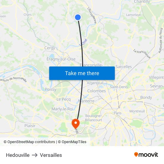 Hedouville to Versailles map