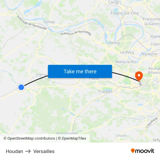 Houdan to Versailles map