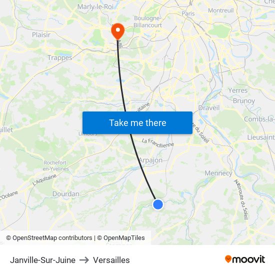 Janville-Sur-Juine to Versailles map