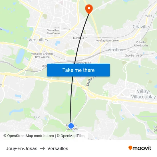 Jouy-En-Josas to Versailles map