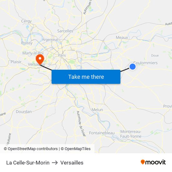 La Celle-Sur-Morin to Versailles map