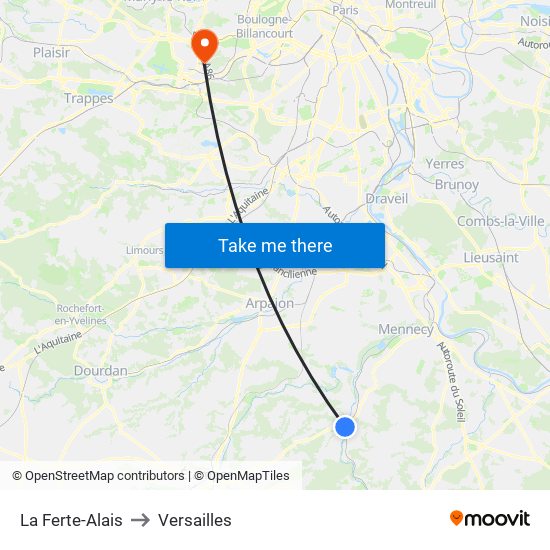 La Ferte-Alais to Versailles map