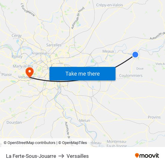 La Ferte-Sous-Jouarre to Versailles map