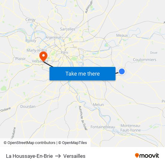 La Houssaye-En-Brie to Versailles map