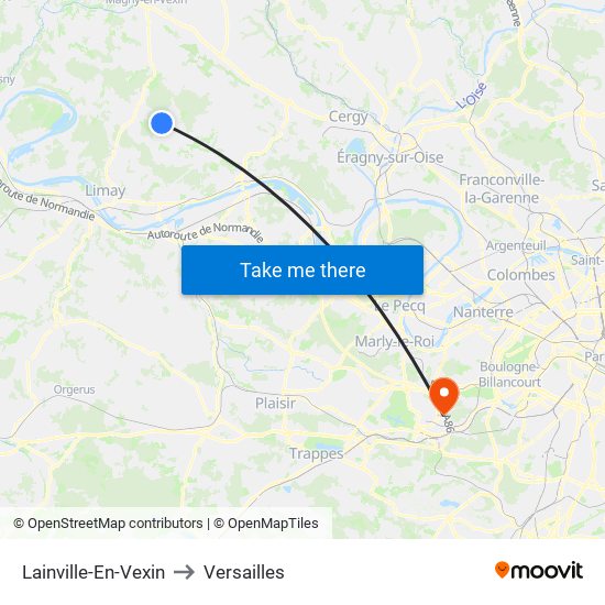 Lainville-En-Vexin to Versailles map