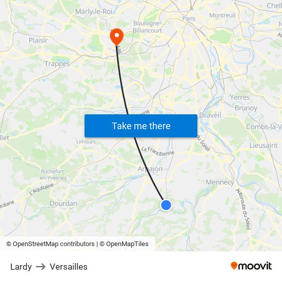 Lardy to Versailles map