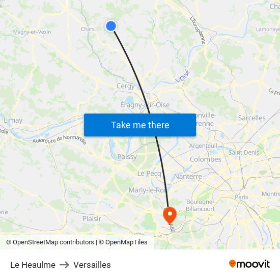 Le Heaulme to Versailles map